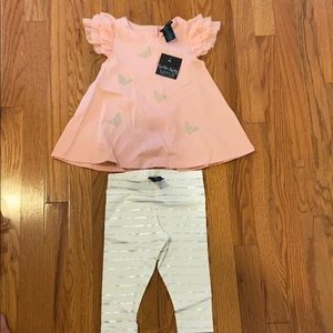 Kids matching outfit, pink white and gold